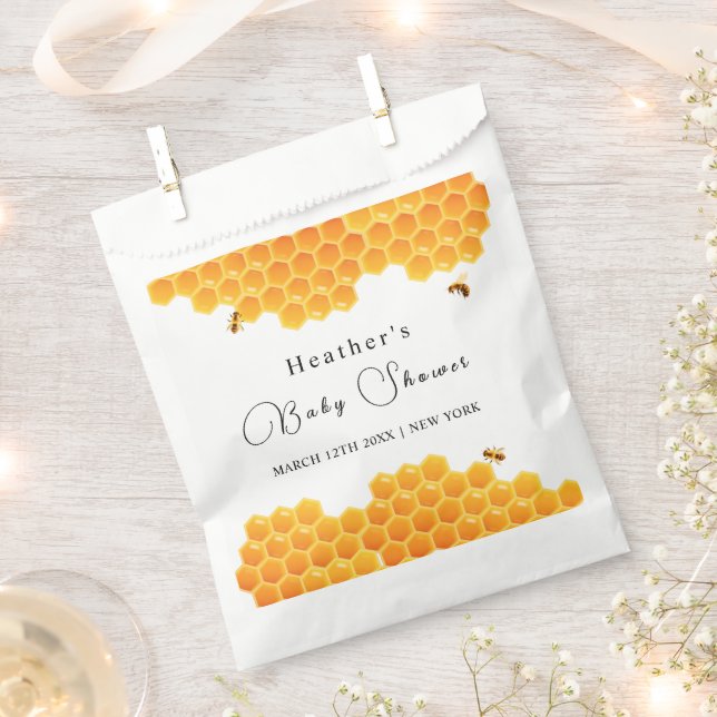 Minimal Honey Bumblebee Boy Baby Shower  Favor Bag (Clipped)