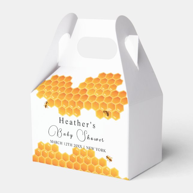 Minimal Honey Bumblebee Boy Baby Shower  Favor Boxes (Front Side)