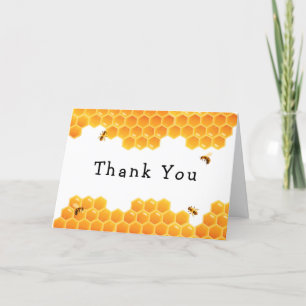 Minimal Honey Bumblebee Boy Baby Shower  Letterpress Thank You Card