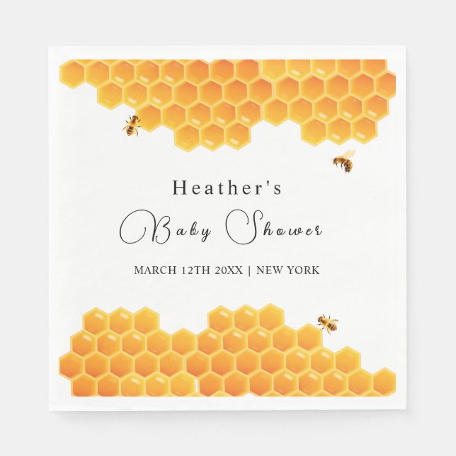 Minimal Honey Bumblebee Boy Baby Shower  Napkins (Front)