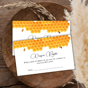 Minimal Honey Bumblebee Diaper Raffle Baby Shower  Enclosure Card