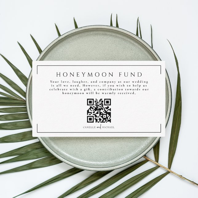 Minimal Honeymoon Fund QR Code Wedding Sign Enclosure Card (Creator Uploaded)