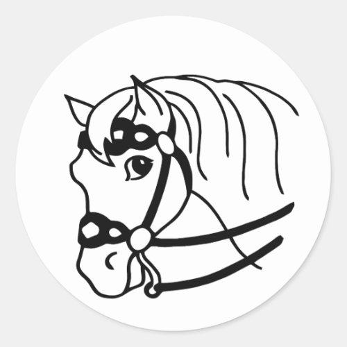 Minimal Horse Head retro style Animal art  Classic Round Sticker