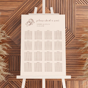 Minimal Horseshoe Neutral and Brown Seating Chart Foam Board