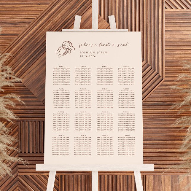 Minimal Horseshoe Neutral and Brown Seating Chart Foam Board (Creator Uploaded)