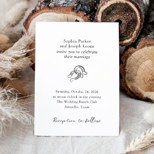 Minimal Horseshoe Rustic Black and White Wedding Invitation