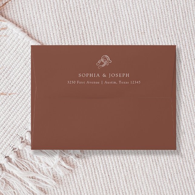 Minimal Horseshoe | Rustic Brown Wedding Envelope (Creator Uploaded)