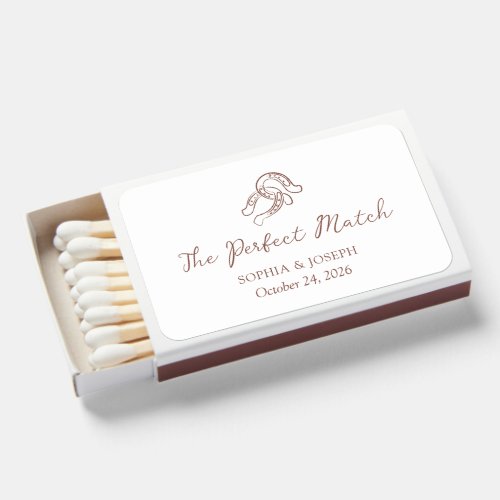 Minimal Horseshoe | Rustic White and Brown Wedding Matchboxes