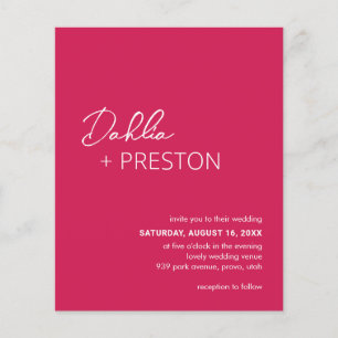 Minimal Hot Pink Modern Budget Wedding Invite Flyer