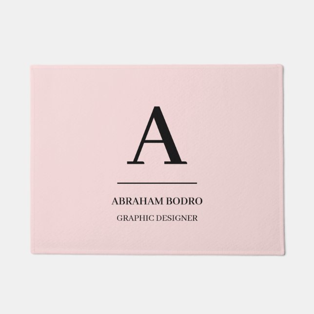 Minimal Hot Pink Modern Typographic Monogram Doormat (Front)