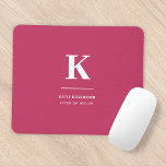 Minimal Hot Pink Modern Typographic Monogram Mouse Pad<br><div class="desc">A minimalist vertical design in an elegant style with a hot pink feature color and large typographic initial monogram. The text can easily be customized for a design as unique as you are!</div>