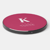 Minimal Hot Pink Modern Typographic Monogram Wireless Charger (Front 2)