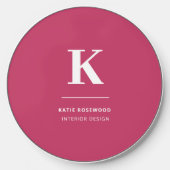 Minimal Hot Pink Modern Typographic Monogram Wireless Charger (Front)