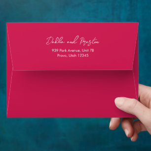 Minimal Hot Pink Modern Wedding Envelope