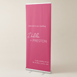 Minimal Hot Pink Modern Wedding Welcome Sign