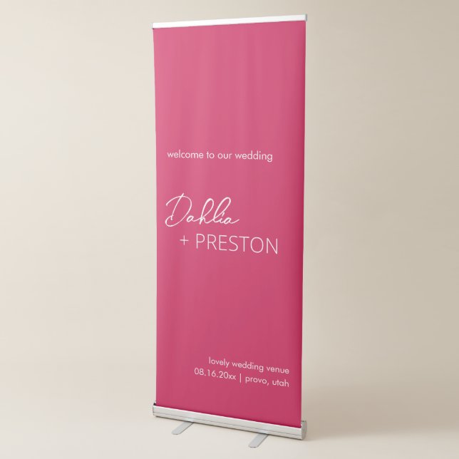 Minimal Hot Pink Modern Wedding Welcome Sign (3/4)