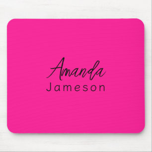Minimal Hot Pink Monogram Mouse Pad
