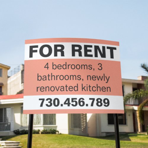 Minimal House  Apartment For Rent Lawn Signage