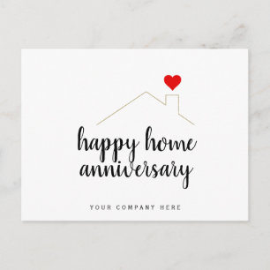 Minimal House Home Anniversary Realtor Follow Up Postcard