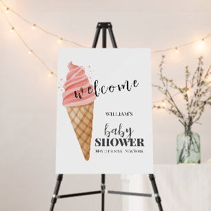 Minimal Ice Cream Scoop Baby Shower Welcome Sign