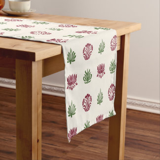 Minimal Indian Floral Block Print Style Short Table Runner