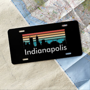 Minimal Indianapolis Indiana Sunset Skyline License Plate