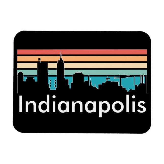 Minimal Indianapolis Indiana Sunset Skyline  Magnet (Horizontal)