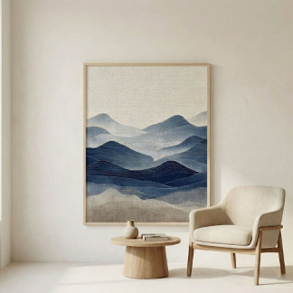 Minimal Indigo Abstract Landscape Art Poster