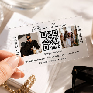 Minimal Influencer Photo QR Code Transparent Clear Business Cards