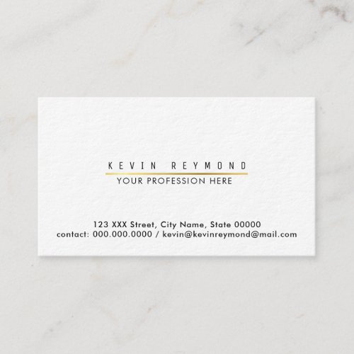 minimal information on chic white professional business card