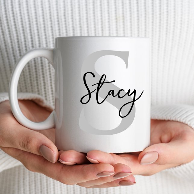 Minimal Initial Letter Monogram Christmas Gifts Mug (Creator Uploaded)