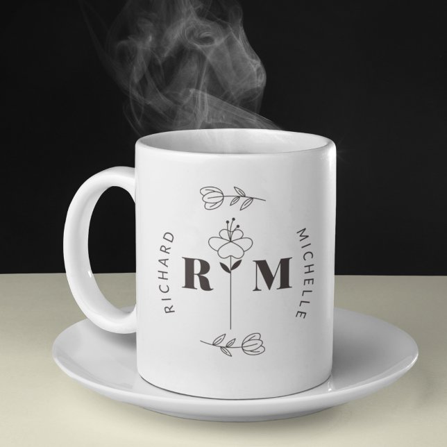Minimal Initial Letter Monogram Name Couple Coffee Mug (Creator Uploaded)