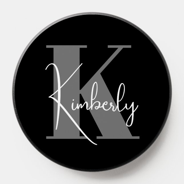 Minimal Initial Name Monogram Black PopSocket (Popsocket)