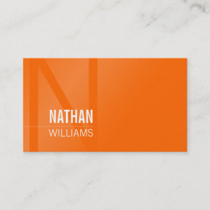 MINIMAL initial simple modern cool bright orange Business Card
