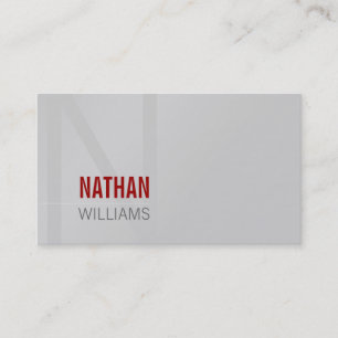 MINIMAL initial simple modern cool red silver grey Business Card