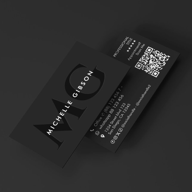 Minimal Initials Black Marketing Professional  Business Card (Minimal Initials Black Marketing Professional Business Card
)