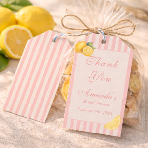 Minimal Italian Peachy Stripe Lemons bridal Shower Gift Tags