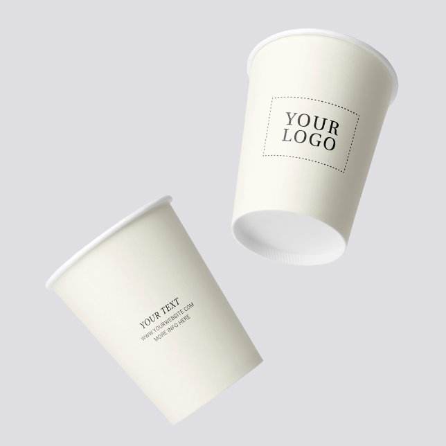 Minimal Ivory Business Logo Custom Promotional Paper Cups (Creator Uploaded)