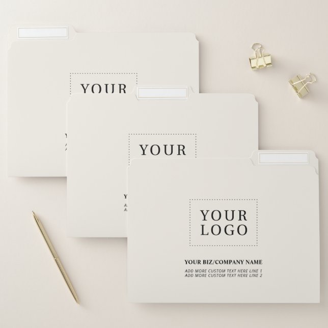 Minimal Ivory Custom Business Logo Promotional File Folder (Set)
