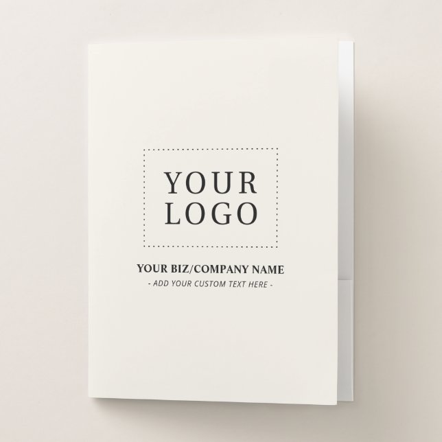 Minimal Ivory Custom Business Logo Promotional Pocket Folder (Front)