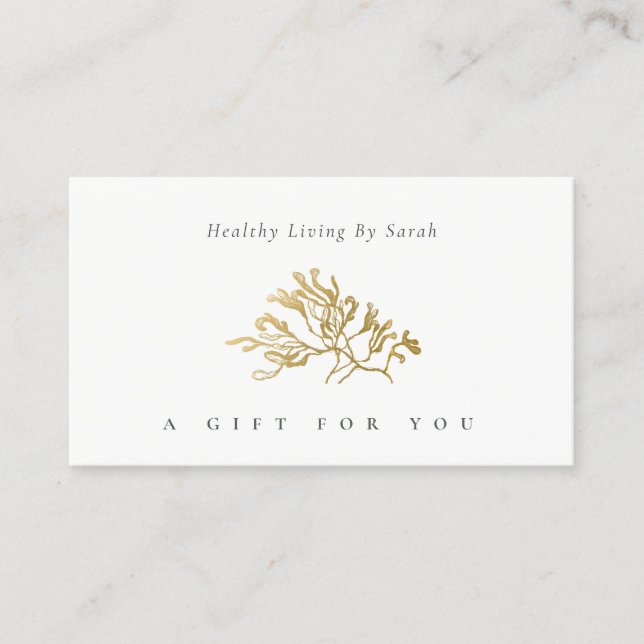 Minimal Ivory Gold Foil Seaweed Gift Certificate (Front)