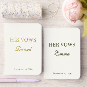 Minimal Ivory Gold His/Hers Modern Wedding Foil Vow Books
