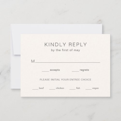 Minimal Ivory Modern Wedding RSVP Card