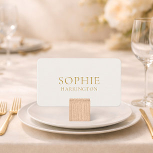 Minimal Ivory Wedding Place Card with Guest Name