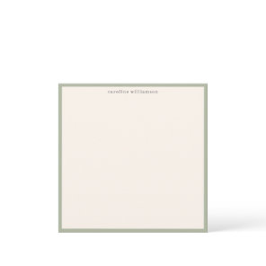 Minimal Jade Green Border Name Stationery Cute Note Card
