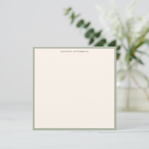 Minimal Jade Green Border Name Stationery Cute Note Card