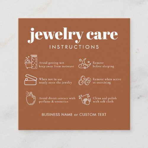 Minimal Jewelry Care Thank You Business Terracotta Enclosure Card