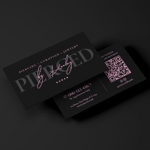 Minimal Jewelry Shop Piercing Artist Pink Black Business Card