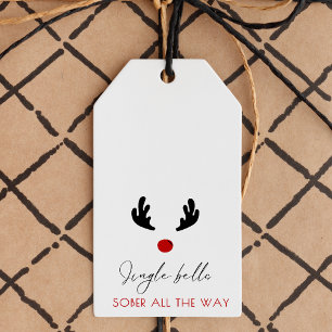 Minimal Jingle Bells Sober All The Way Christmas Gift Tags