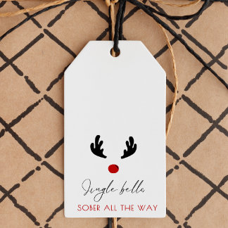 Minimal Jingle Bells Sober All The Way Christmas Gift Tags